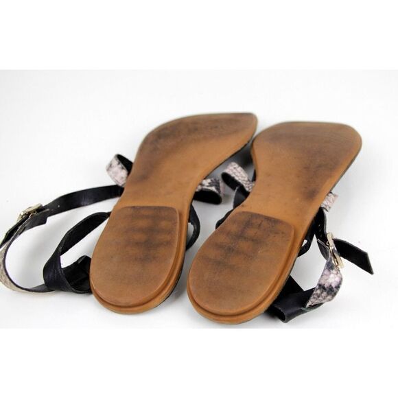 A.Gianetti ITALY GRAY BLACK GENUINE LEATHER STRAPPY FLAT SANDALS SHOES Size 9.5 - Picture 9 of 11